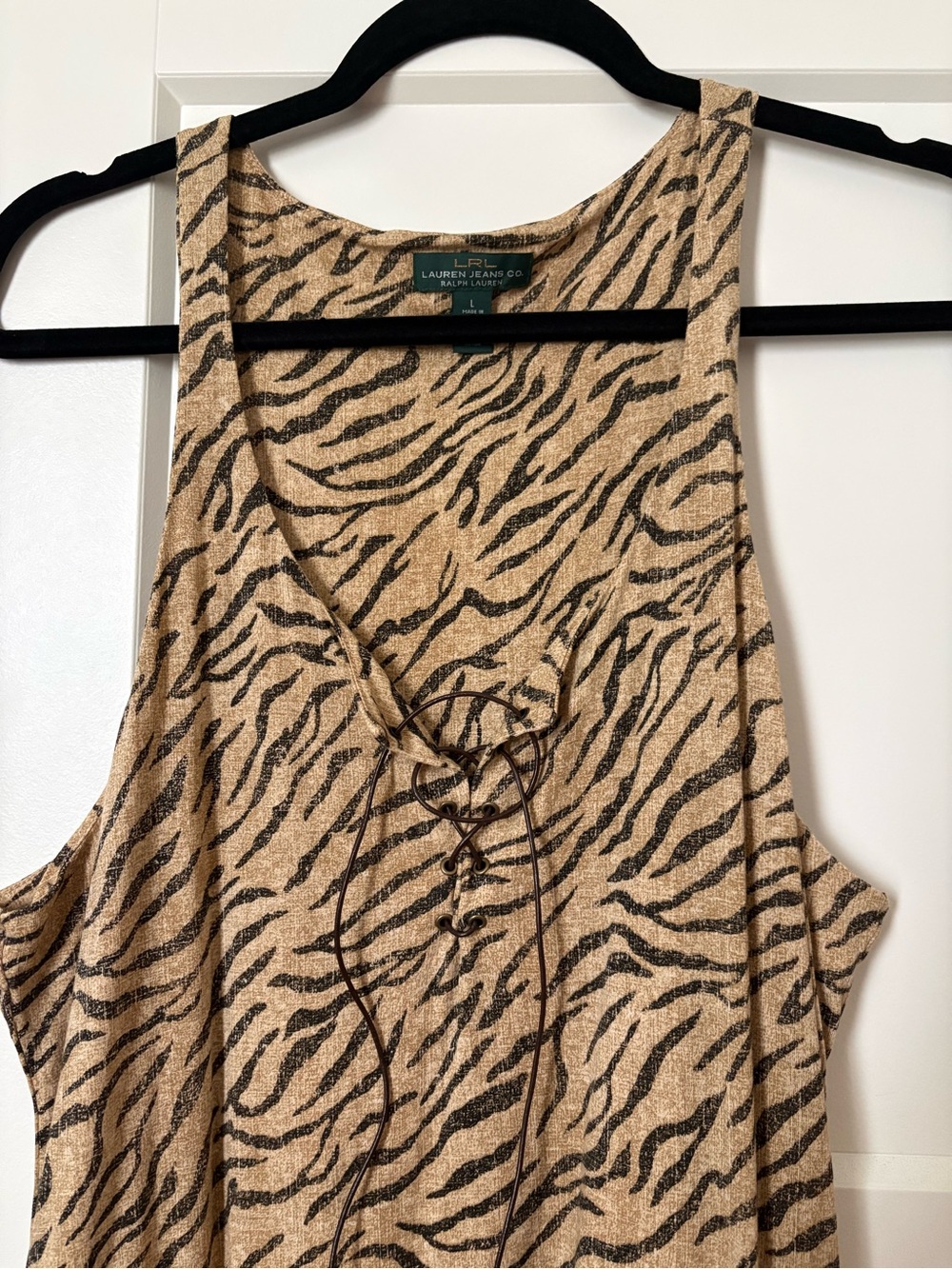 Ralph Lauren Beige and Black Zebra-Print Womenβs Dress Size Large